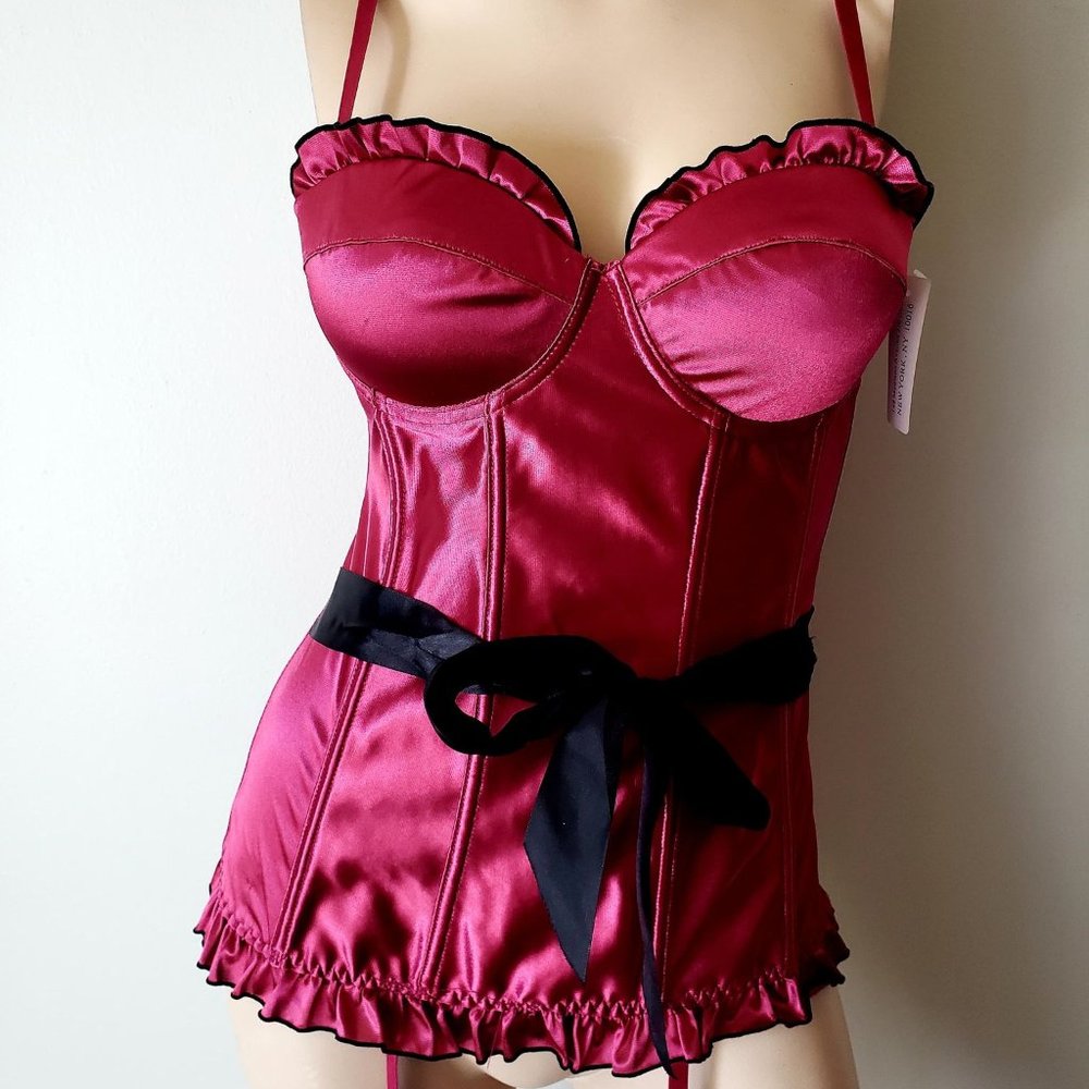 Native Intimates Pink Ruffled Bustier Corset NEW - Picture 2 of 2